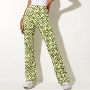Motel Rocks ZOVEN TROUSER IN PATCHWORK DAISY GREEN